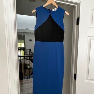Diane Von Furstenburg Midi Sleeveless Dress - Blue/Black Size 4